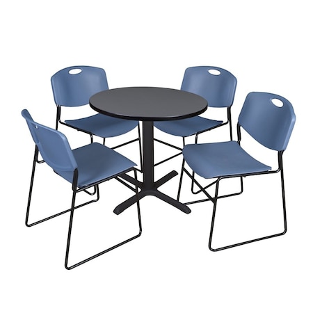 Cain Cain Round Table & Chair Set, Wood, Metal, Polypropylene Top, Grey TB30RNDGY44BE